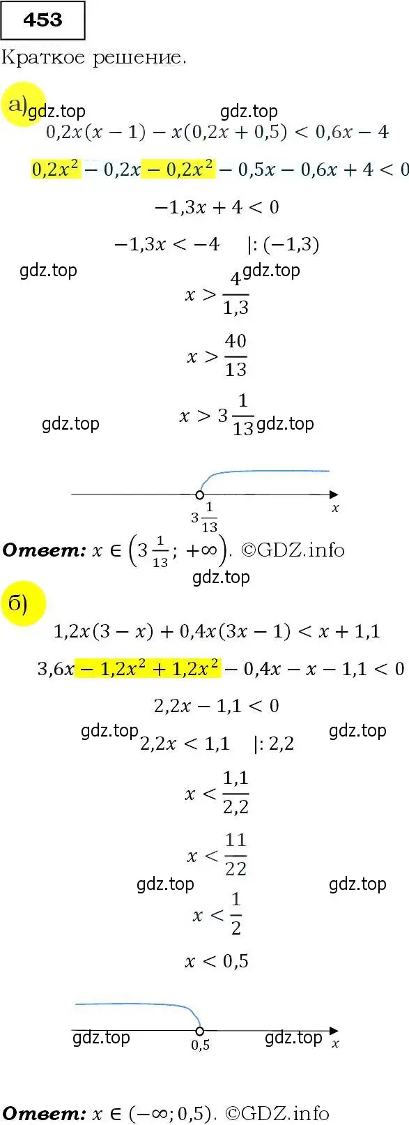 Решение 3. номер 453 (страница 121) гдз по алгебре 9 класс Макарычев, Миндюк, учебник