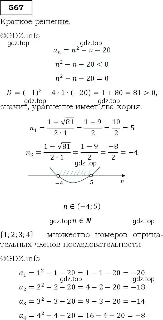 Решение 3. номер 567 (страница 147) гдз по алгебре 9 класс Макарычев, Миндюк, учебник