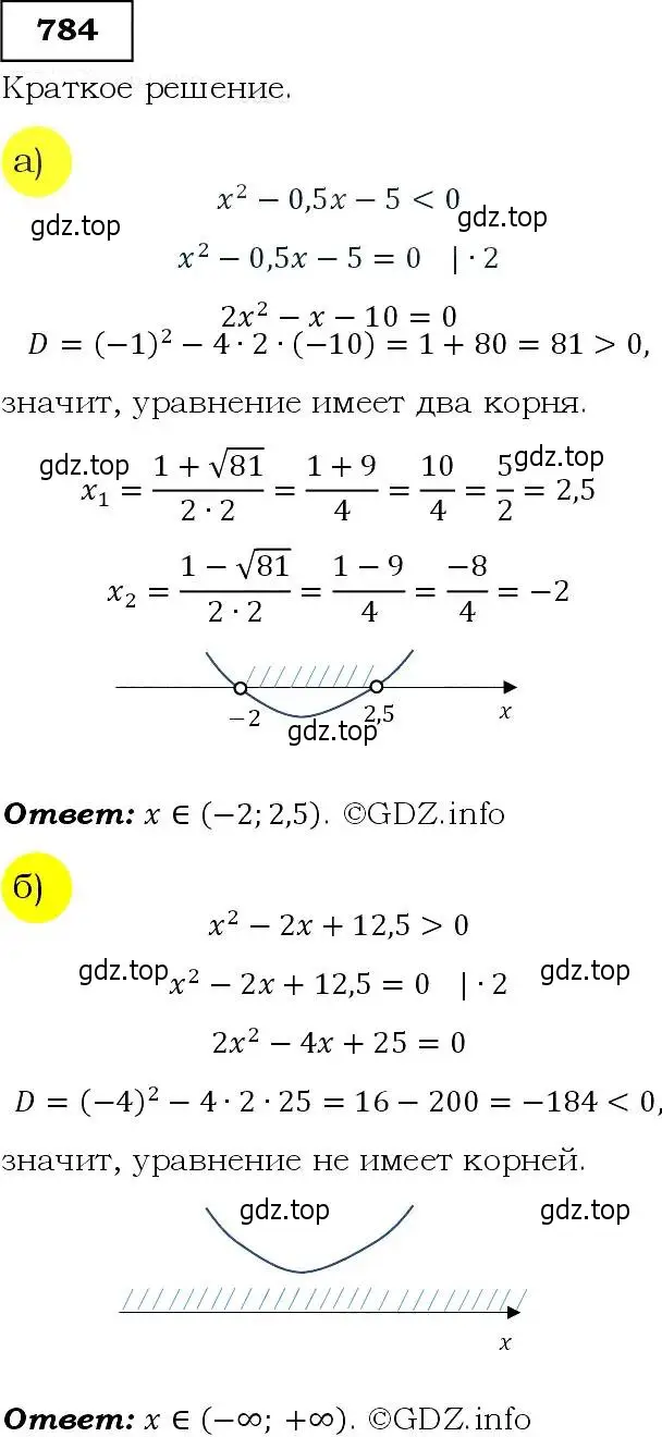 Решение 3. номер 784 (страница 198) гдз по алгебре 9 класс Макарычев, Миндюк, учебник