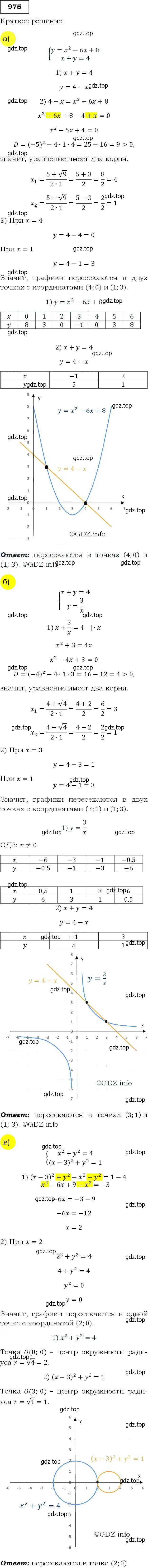 Решение 3. номер 975 (страница 233) гдз по алгебре 9 класс Макарычев, Миндюк, учебник