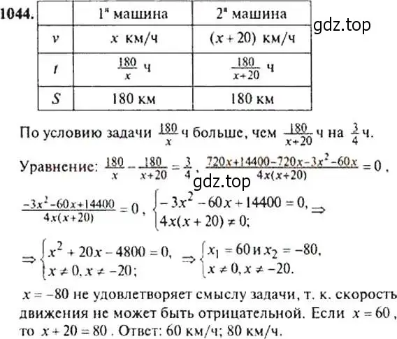 Решение 4. номер 1044 (страница 242) гдз по алгебре 9 класс Макарычев, Миндюк, учебник