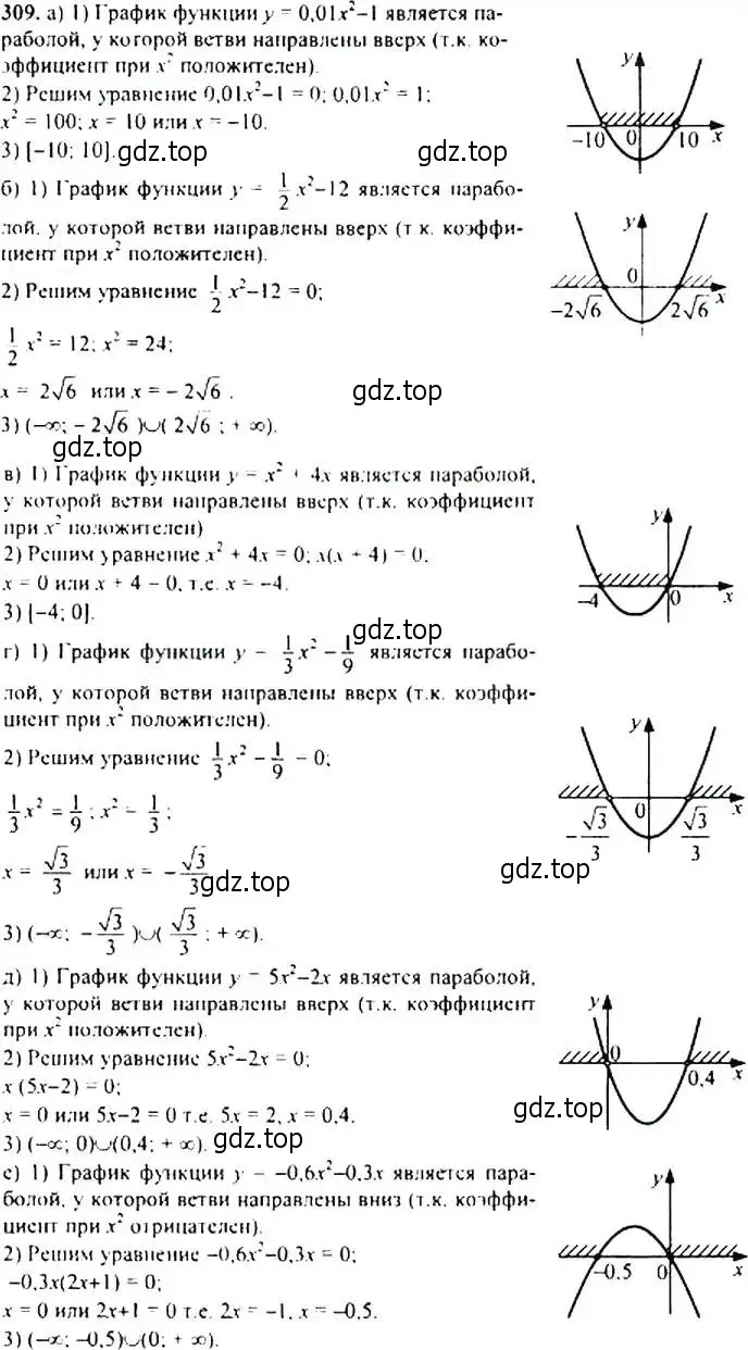 Решение 4. номер 309 (страница 90) гдз по алгебре 9 класс Макарычев, Миндюк, учебник