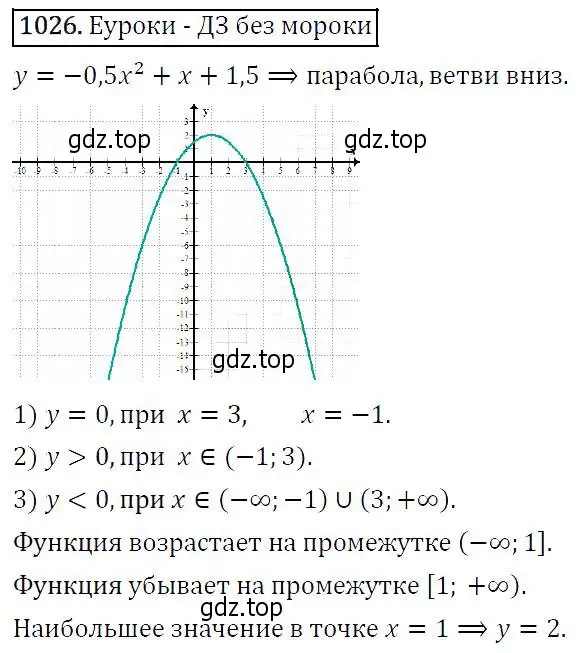 Решение 5. номер 1026 (страница 240) гдз по алгебре 9 класс Макарычев, Миндюк, учебник