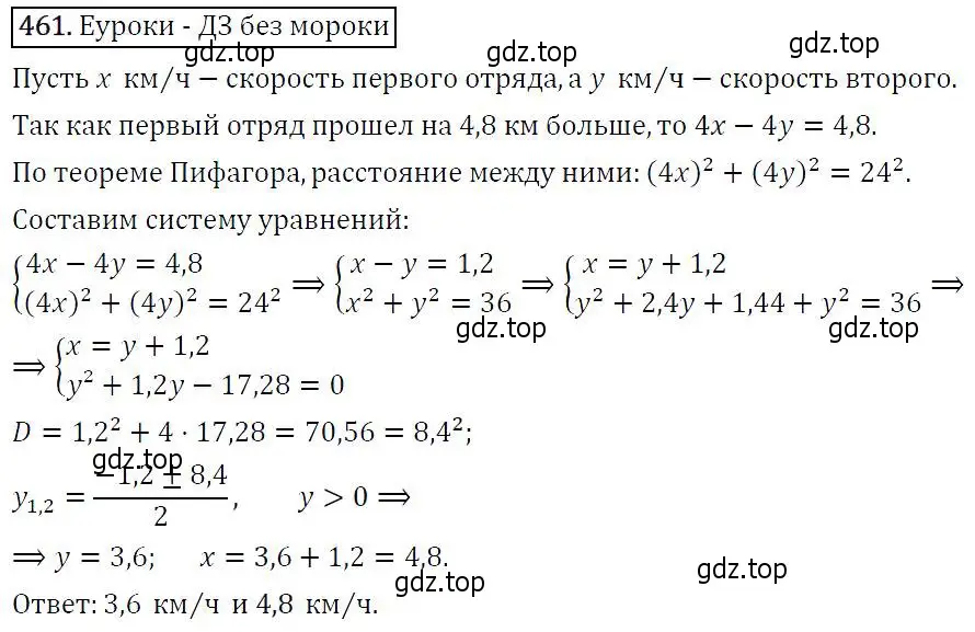 Решение 5. номер 461 (страница 123) гдз по алгебре 9 класс Макарычев, Миндюк, учебник