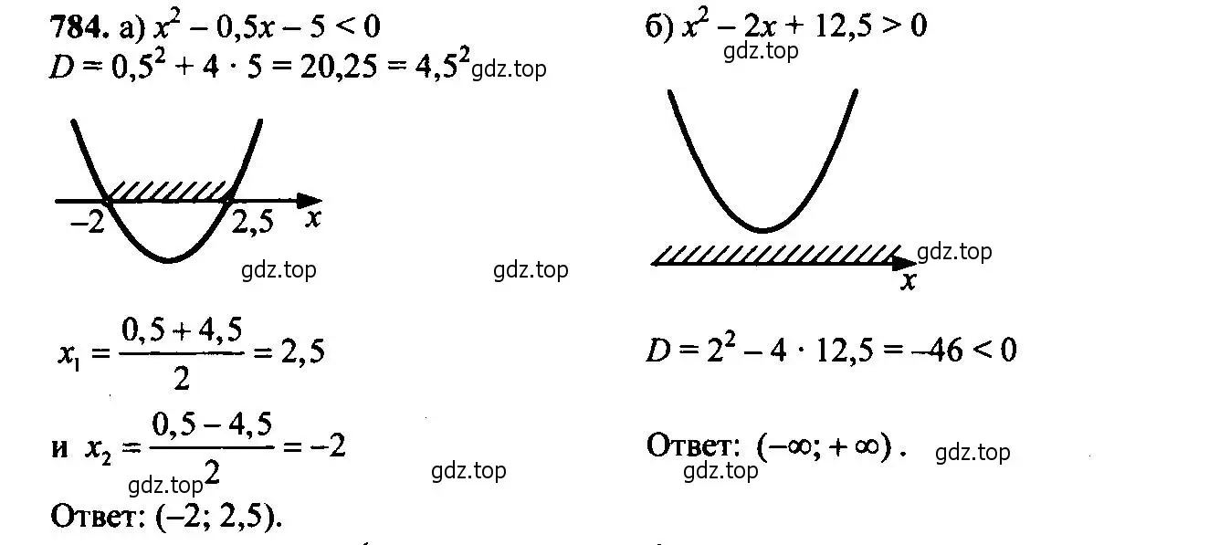 Решение 6. номер 784 (страница 198) гдз по алгебре 9 класс Макарычев, Миндюк, учебник