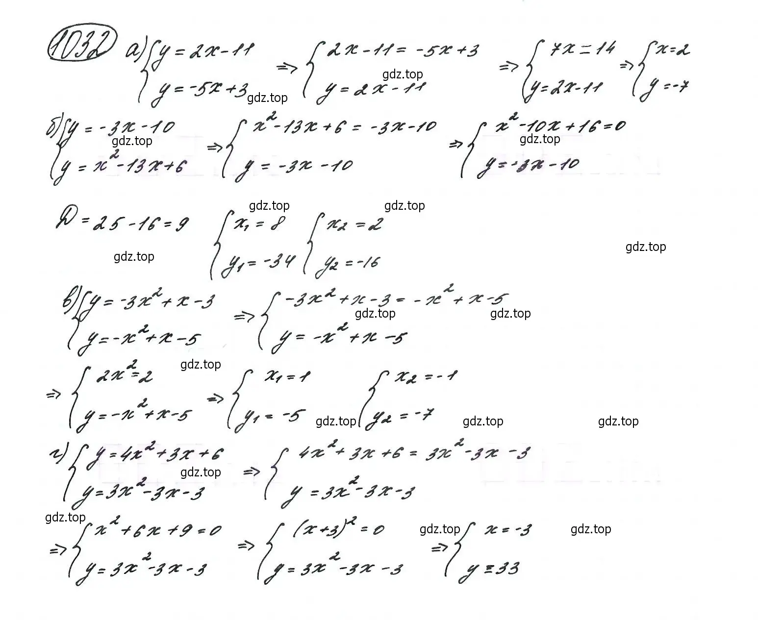 Решение 7. номер 1032 (страница 241) гдз по алгебре 9 класс Макарычев, Миндюк, учебник