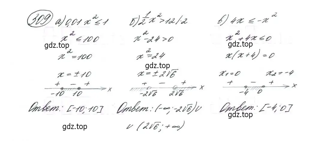 Решение 7. номер 309 (страница 90) гдз по алгебре 9 класс Макарычев, Миндюк, учебник