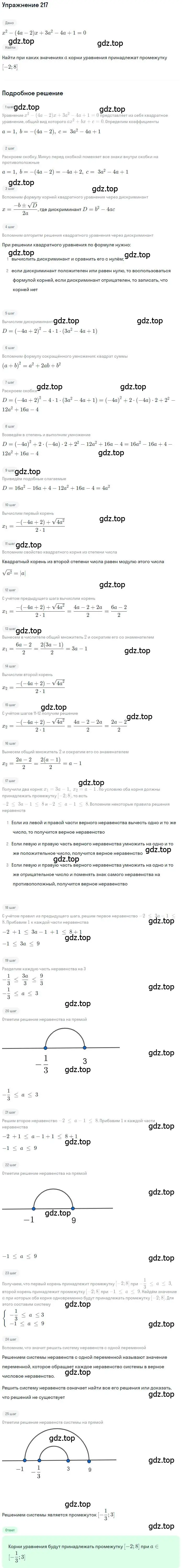 Решение номер 217 (страница 50) гдз по алгебре 9 класс Мерзляк, Полонский, учебник