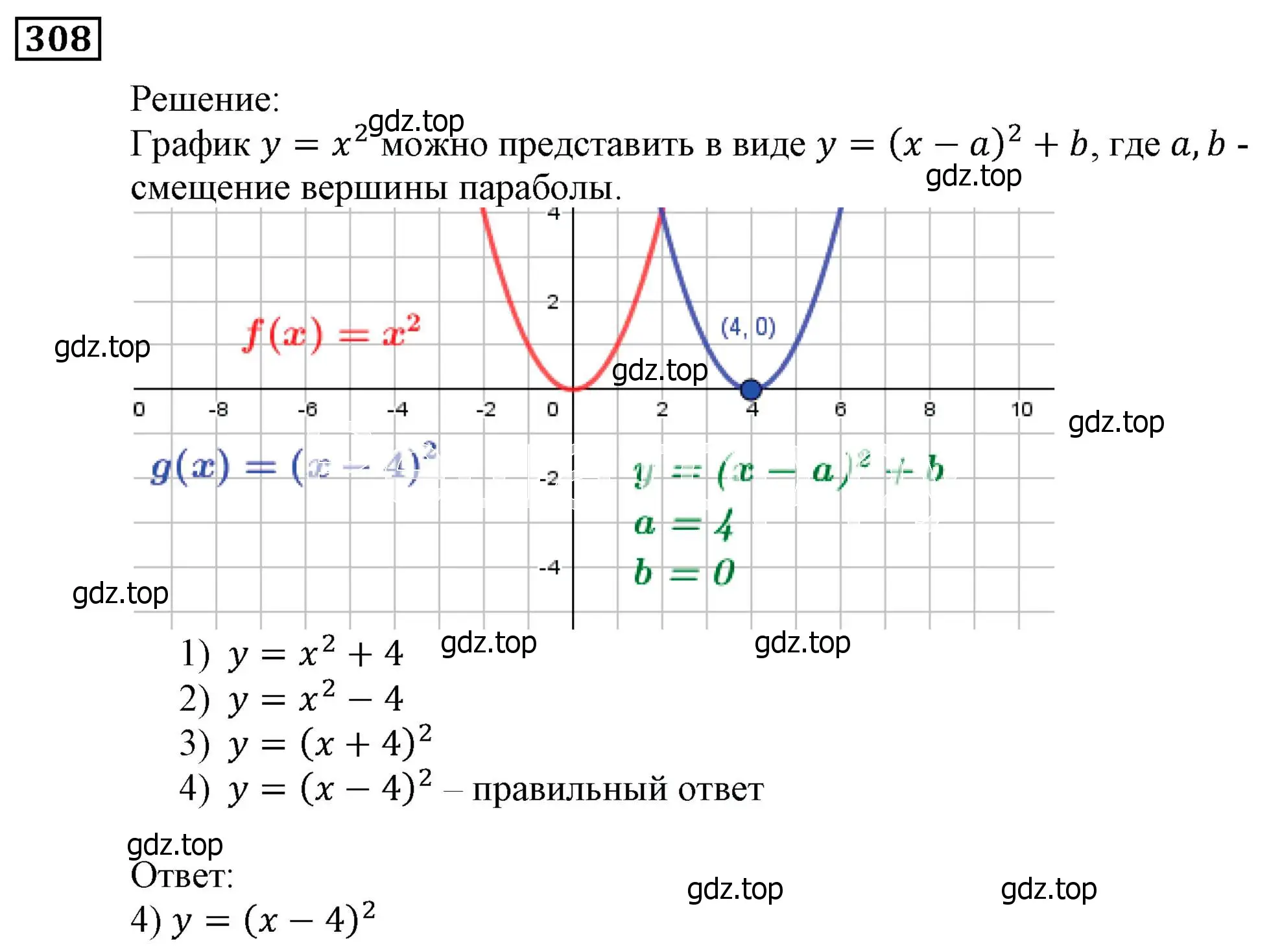 Решение 3. номер 308 (страница 87) гдз по алгебре 9 класс Мерзляк, Полонский, учебник