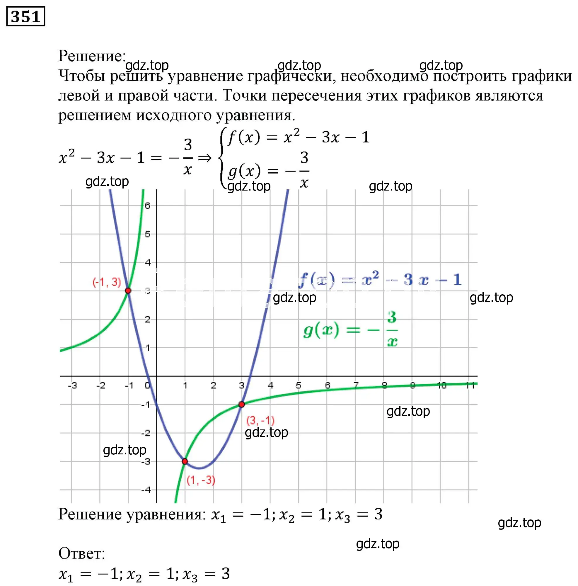Решение 3. номер 351 (страница 99) гдз по алгебре 9 класс Мерзляк, Полонский, учебник