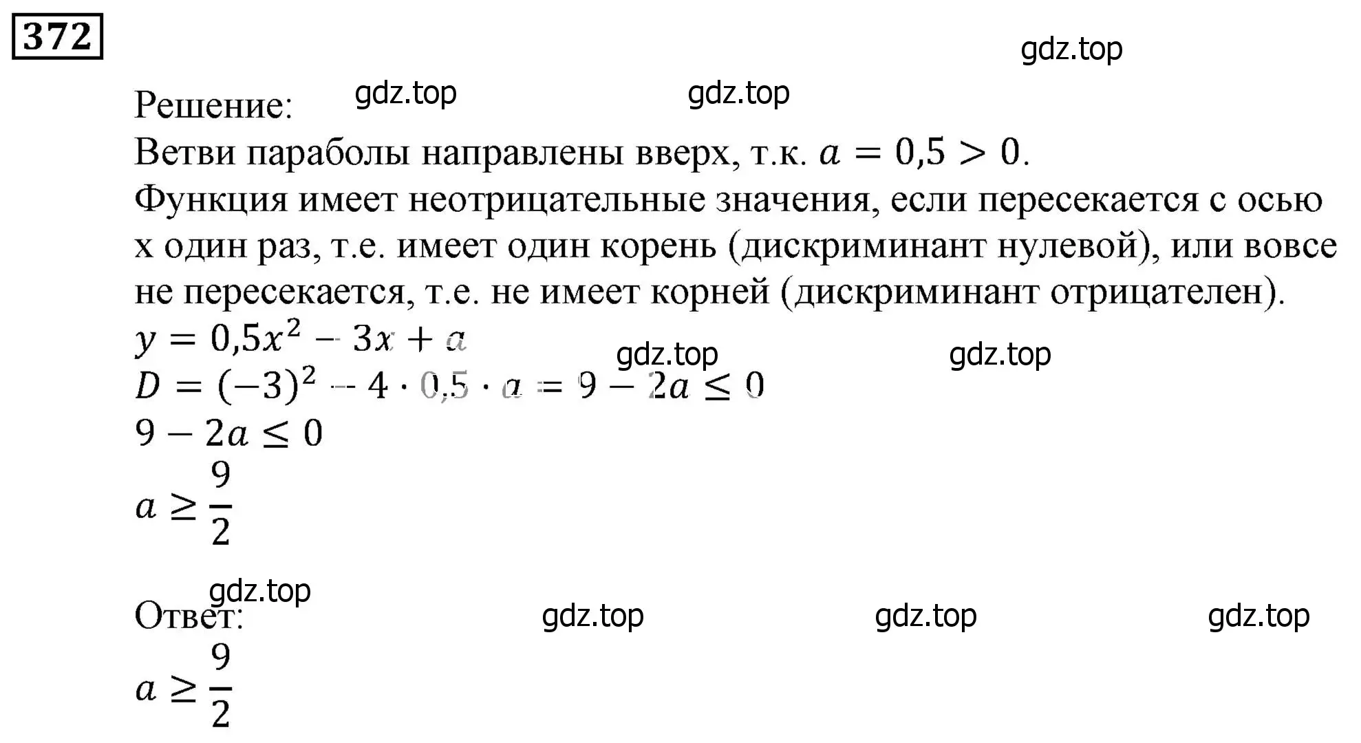 Решение 3. номер 372 (страница 100) гдз по алгебре 9 класс Мерзляк, Полонский, учебник