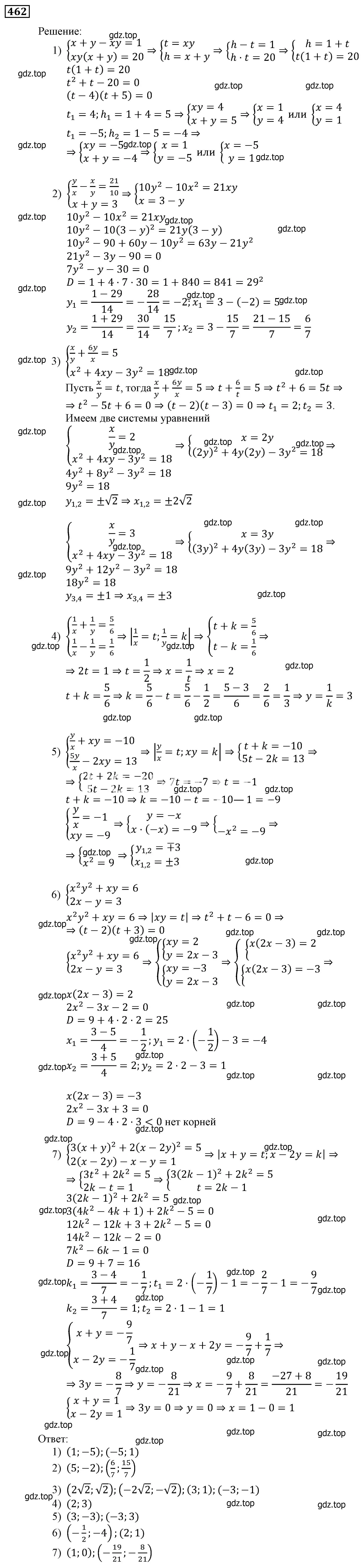 Решение 3. номер 462 (страница 128) гдз по алгебре 9 класс Мерзляк, Полонский, учебник