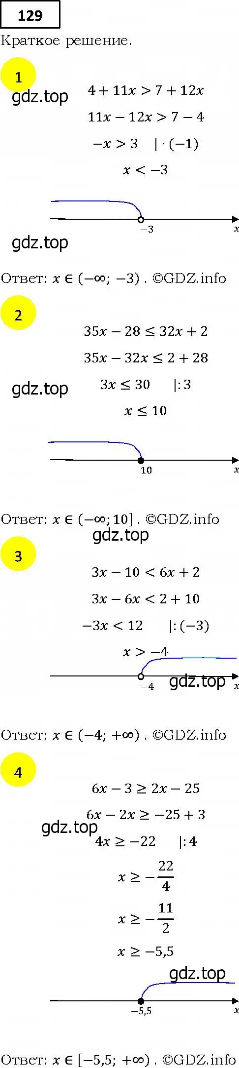 Решение 4. номер 129 (страница 36) гдз по алгебре 9 класс Мерзляк, Полонский, учебник