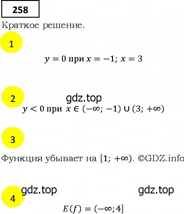 Решение 4. номер 258 (страница 69) гдз по алгебре 9 класс Мерзляк, Полонский, учебник