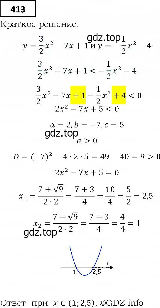 Решение 4. номер 413 (страница 118) гдз по алгебре 9 класс Мерзляк, Полонский, учебник