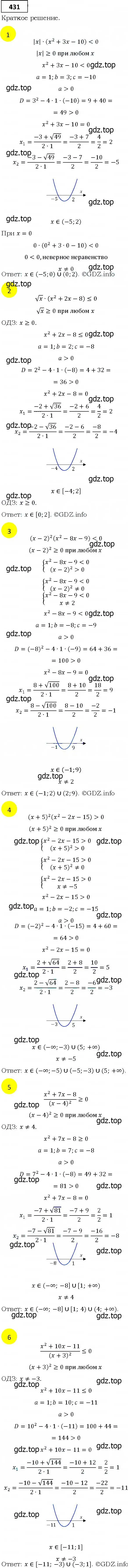 Решение 4. номер 431 (страница 119) гдз по алгебре 9 класс Мерзляк, Полонский, учебник