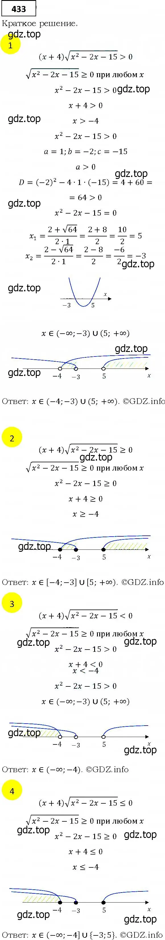 Решение 4. номер 433 (страница 120) гдз по алгебре 9 класс Мерзляк, Полонский, учебник