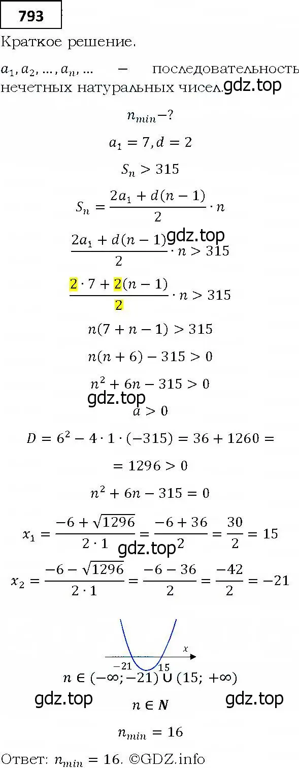 Решение 4. номер 793 (страница 227) гдз по алгебре 9 класс Мерзляк, Полонский, учебник