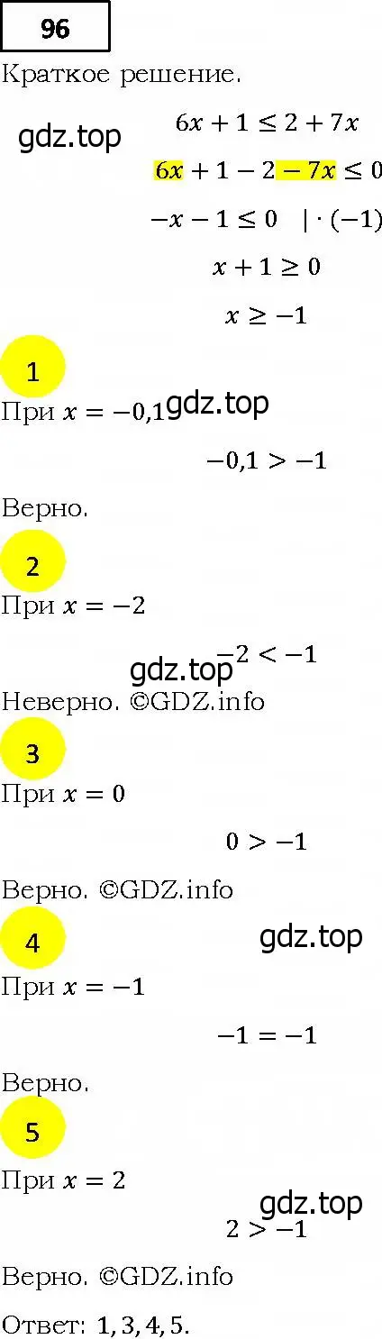 Решение 4. номер 96 (страница 29) гдз по алгебре 9 класс Мерзляк, Полонский, учебник