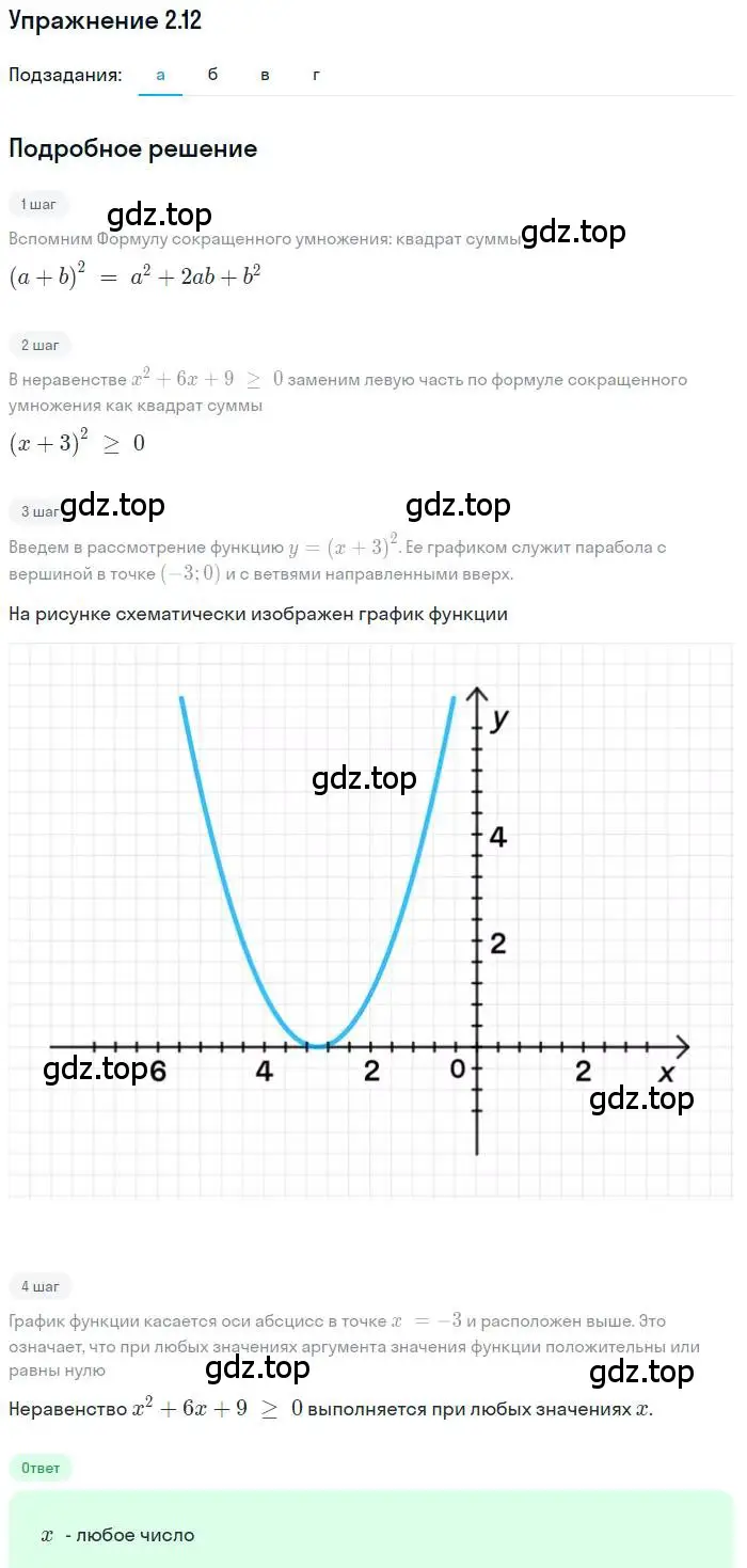 Решение номер 2.12 (страница 9) гдз по алгебре 9 класс Мордкович, Семенов, задачник 2 часть