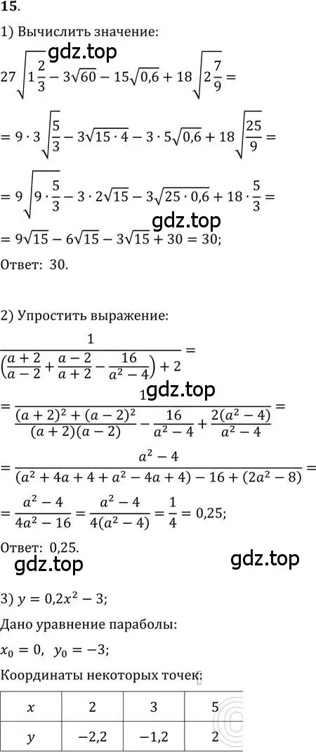 Решение 2. номер 15 (страница 308) гдз по алгебре 9 класс Никольский, Потапов, учебник