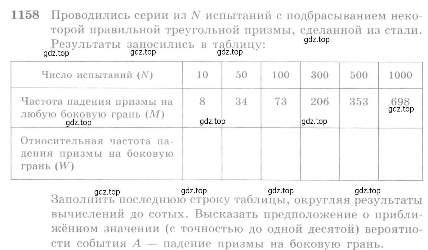 Условие номер 1158 (страница 358) гдз по алгебре 10-11 класс Алимов, Колягин, учебник