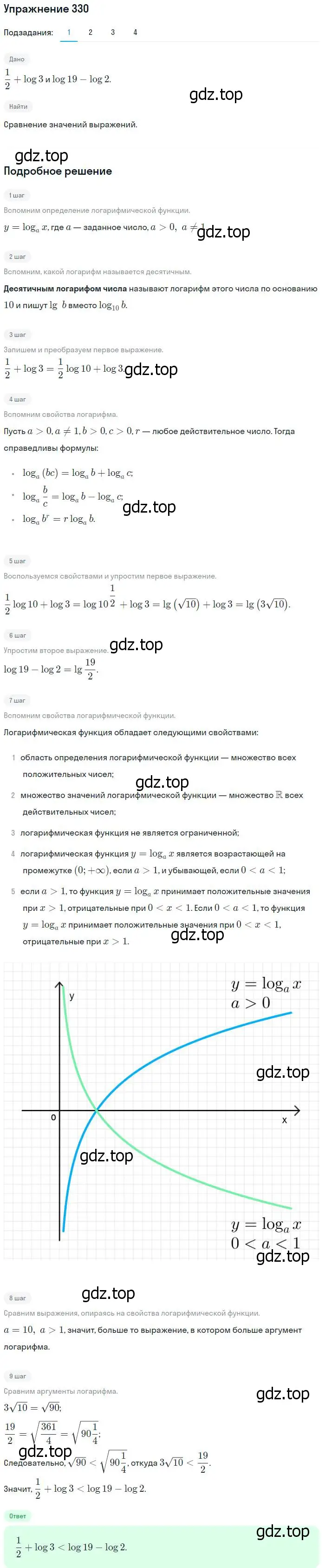 Решение номер 330 (страница 104) гдз по алгебре 10-11 класс Алимов, Колягин, учебник