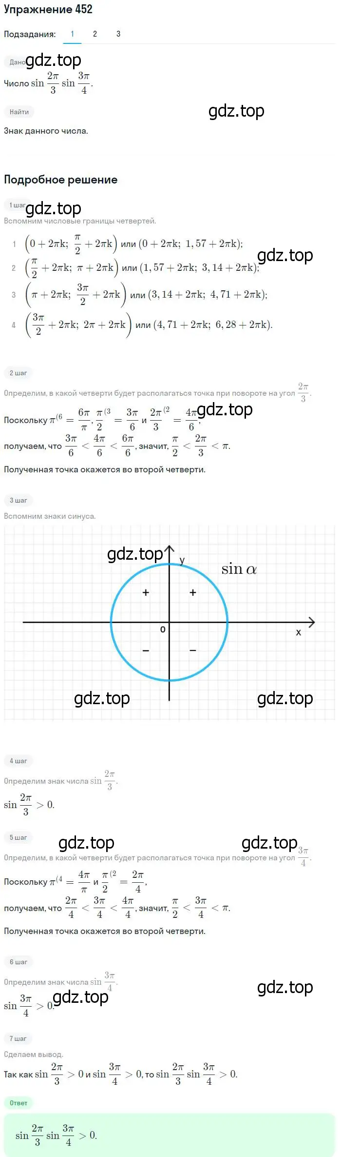 Решение номер 452 (страница 134) гдз по алгебре 10-11 класс Алимов, Колягин, учебник