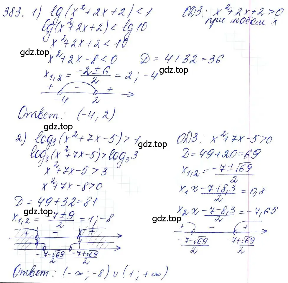 Решение 6. номер 383 (страница 114) гдз по алгебре 10-11 класс Алимов, Колягин, учебник