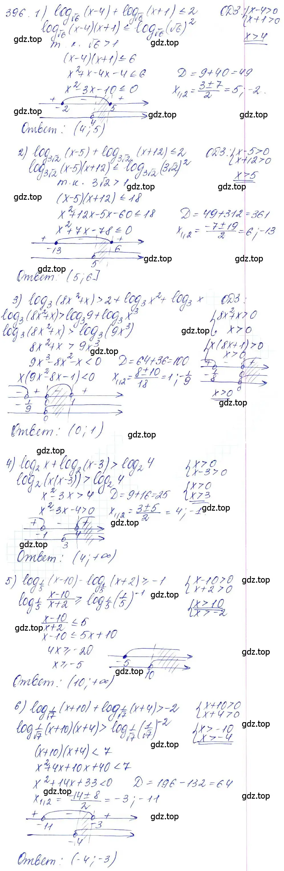 Решение 6. номер 396 (страница 116) гдз по алгебре 10-11 класс Алимов, Колягин, учебник