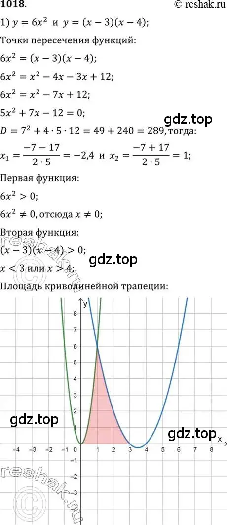 Решение 7. номер 1018 (страница 308) гдз по алгебре 10-11 класс Алимов, Колягин, учебник