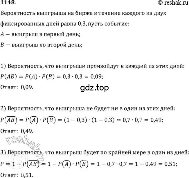 Решение 7. номер 1148 (страница 353) гдз по алгебре 10-11 класс Алимов, Колягин, учебник