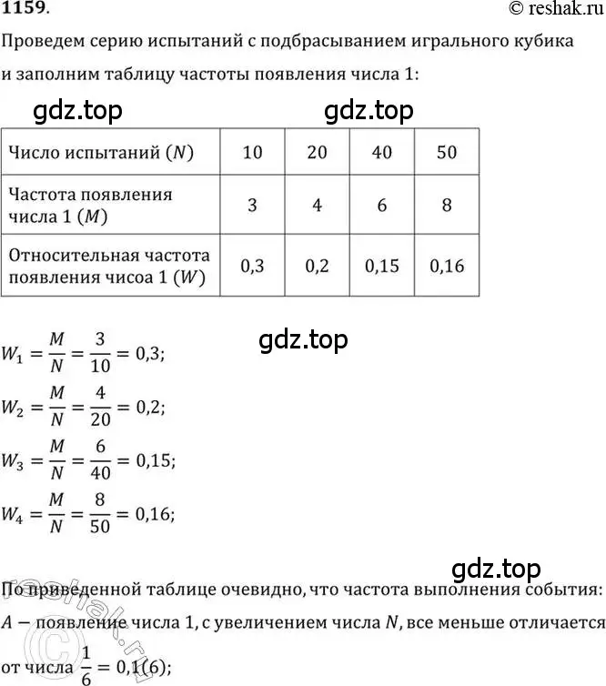 Решение 7. номер 1159 (страница 358) гдз по алгебре 10-11 класс Алимов, Колягин, учебник