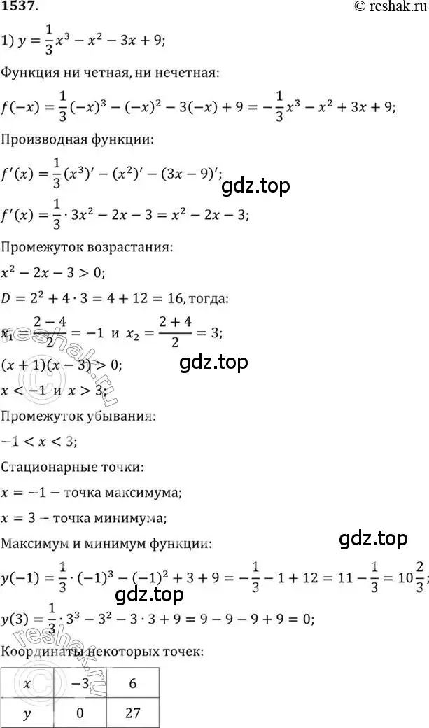 Решение 7. номер 1537 (страница 424) гдз по алгебре 10-11 класс Алимов, Колягин, учебник