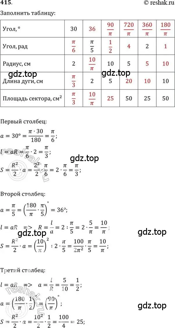 Решение 7. номер 415 (страница 120) гдз по алгебре 10-11 класс Алимов, Колягин, учебник