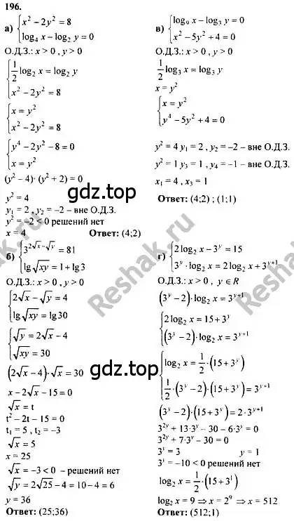 Решение номер 196 (страница 303) гдз по алгебре 10-11 класс Колмогоров, Абрамов, учебник