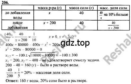 Решение номер 206 (страница 305) гдз по алгебре 10-11 класс Колмогоров, Абрамов, учебник