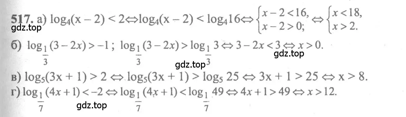 Решение 2. номер 517 (страница 244) гдз по алгебре 10-11 класс Колмогоров, Абрамов, учебник