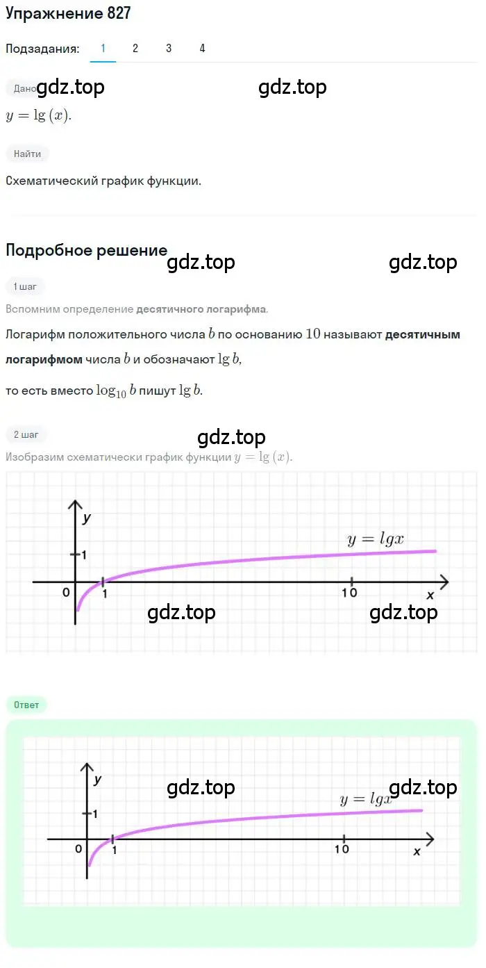Решение номер 827 (страница 255) гдз по алгебре 10 класс Колягин, Шабунин, учебник