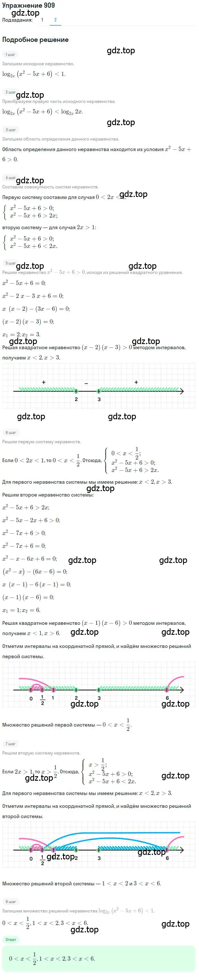 Решение номер 909 (страница 267) гдз по алгебре 10 класс Колягин, Шабунин, учебник