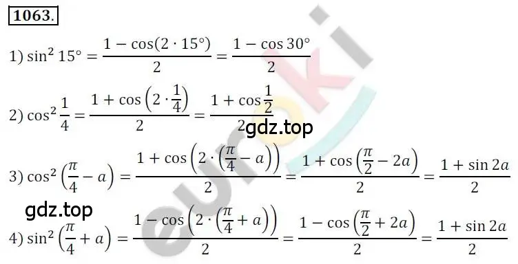Решение 2. номер 1063 (страница 304) гдз по алгебре 10 класс Колягин, Шабунин, учебник