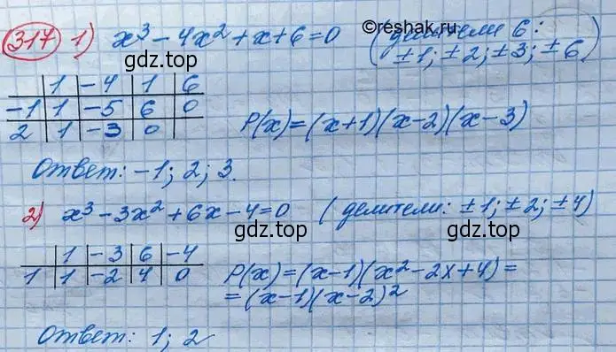 Решение 3. номер 317 (страница 115) гдз по алгебре 10 класс Колягин, Шабунин, учебник
