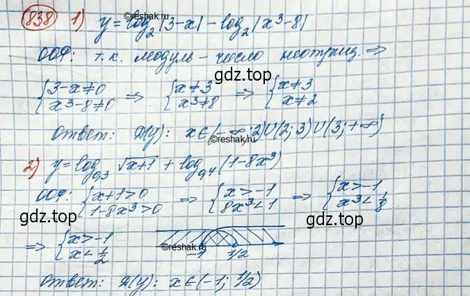 Решение 3. номер 838 (страница 256) гдз по алгебре 10 класс Колягин, Шабунин, учебник