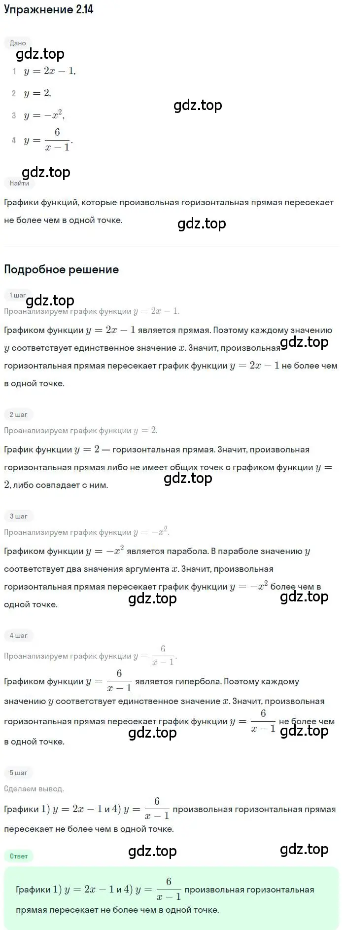 Решение номер 2.14 (страница 21) гдз по алгебре 10 класс Мерзляк, Номировский, учебник