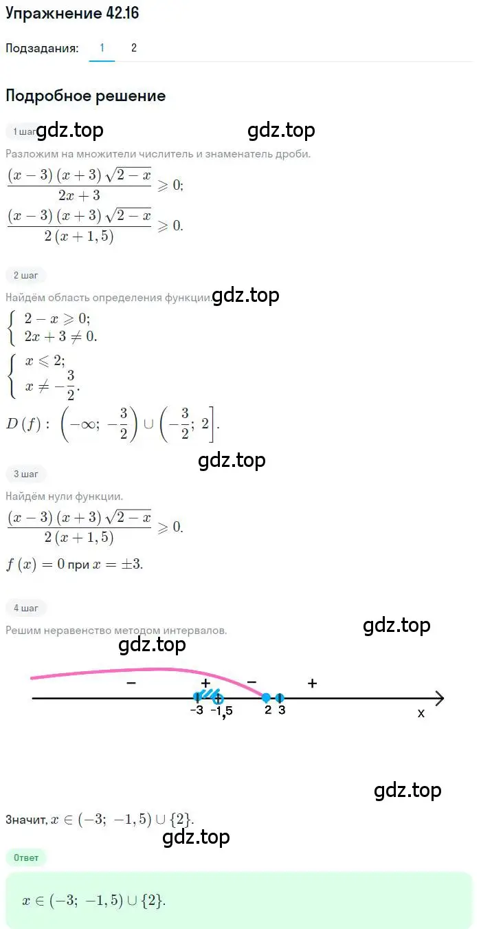 Решение номер 42.16 (страница 319) гдз по алгебре 10 класс Мерзляк, Номировский, учебник