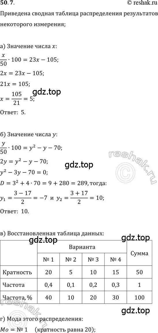 Решение 2. номер 50.7 (страница 203) гдз по алгебре 10-11 класс Мордкович, Семенов, задачник