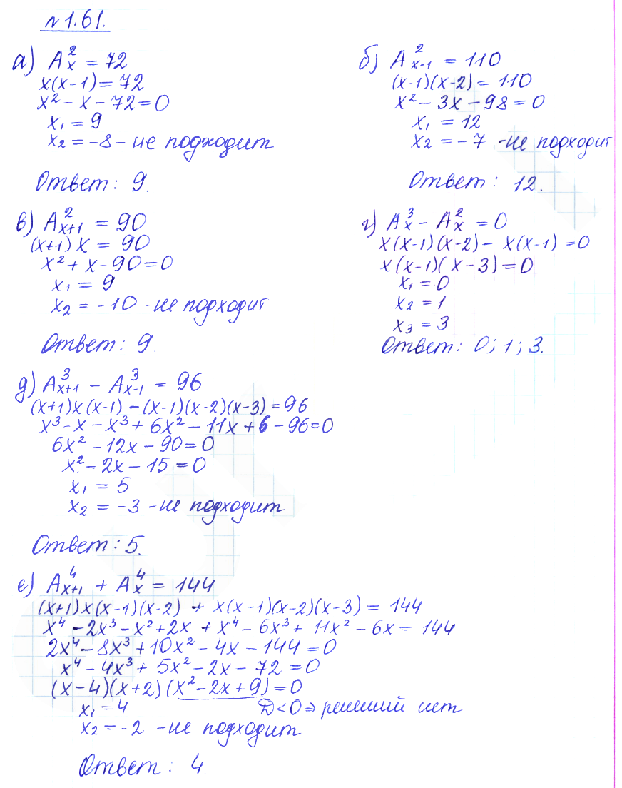Решение 2. номер 1.61 (страница 27) гдз по алгебре 10 класс Никольский, Потапов, учебник