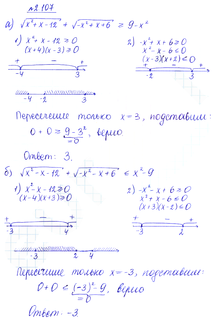 Решение 2. номер 2.107 (страница 92) гдз по алгебре 10 класс Никольский, Потапов, учебник