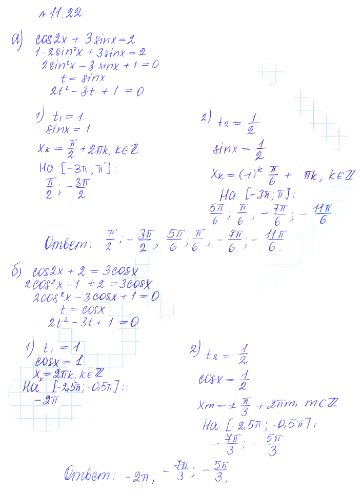 Решение 2. номер 11.22 (страница 307) гдз по алгебре 10 класс Никольский, Потапов, учебник