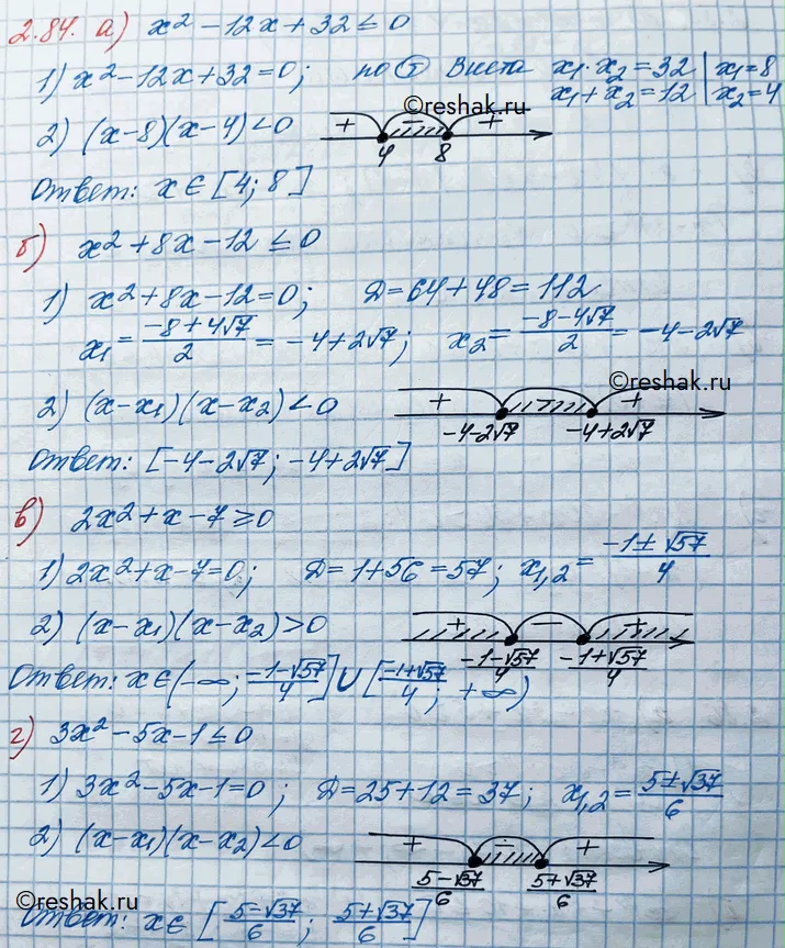 Решение 3. номер 2.84 (страница 87) гдз по алгебре 10 класс Никольский, Потапов, учебник